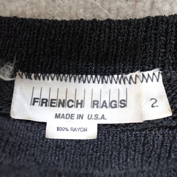 French French Rags Womens Sweater 2 Black Pullover Raglan Made in USA - Picture 2 of 11